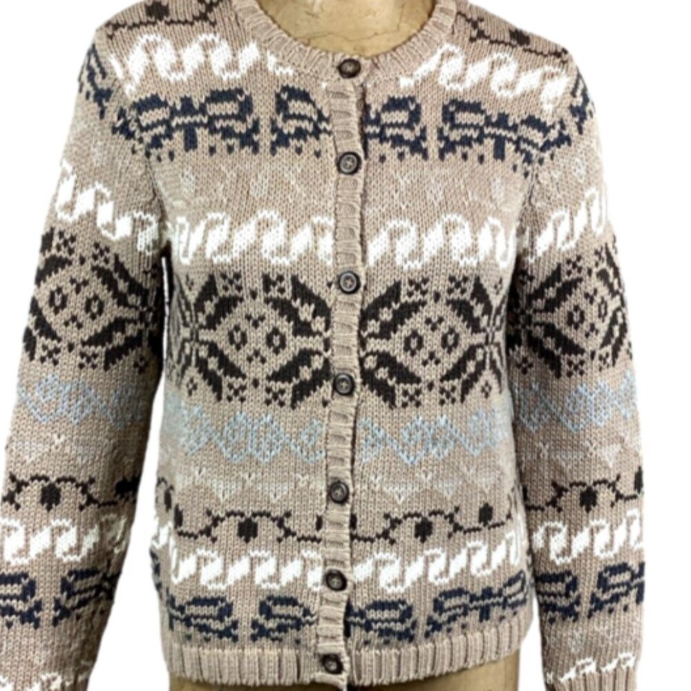Talbots Nordic Fair Isle Cardigan‎ Sweater Sz S #337L